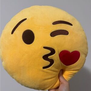 Yellow Emoji Pillow with Heart